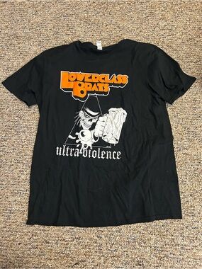 Black "Lowerclass Brats Ultraviolet" Graphic Tee with Orange Logo